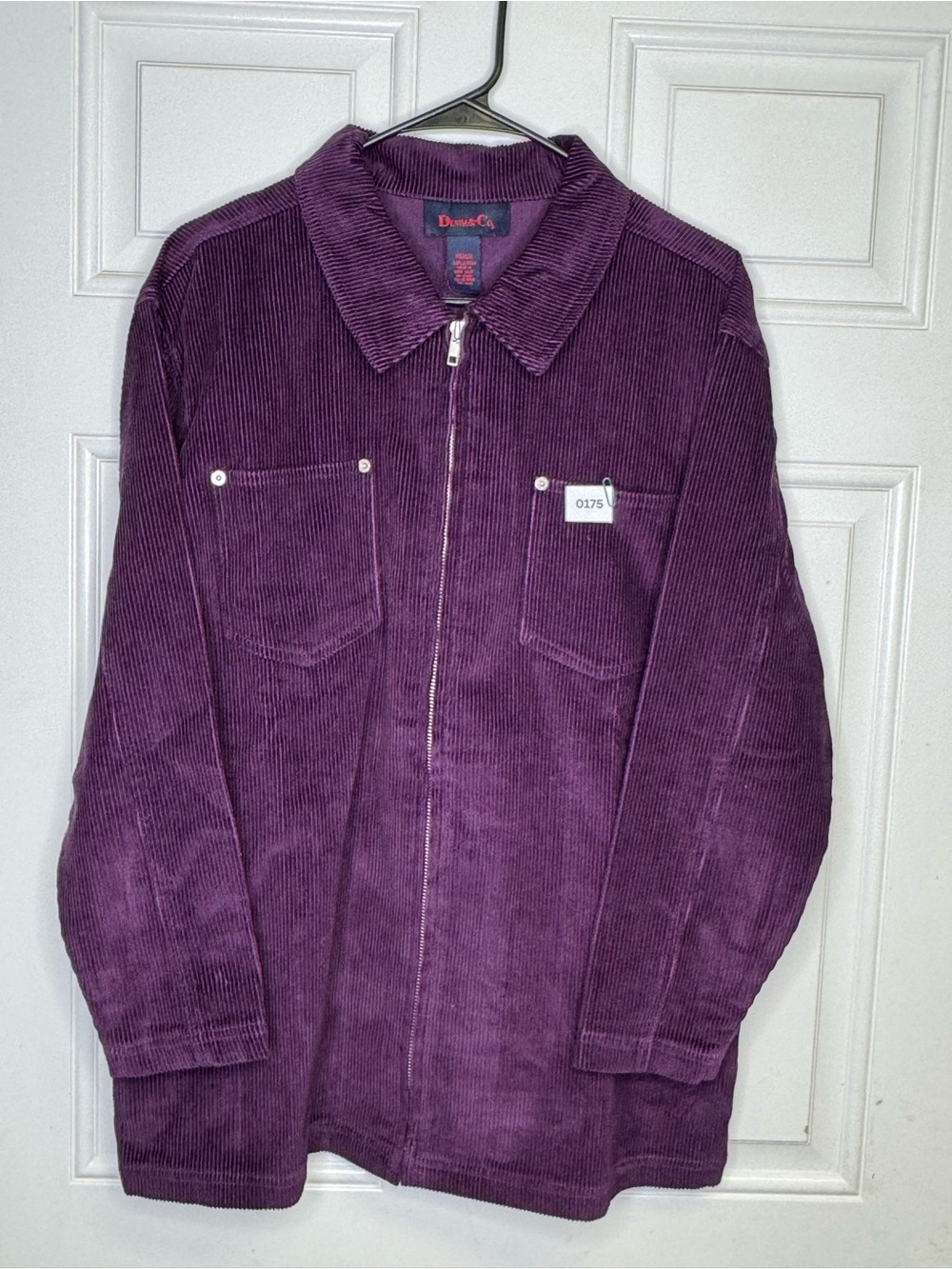 Purple Corduroy Zip-Front Jacket Sweater